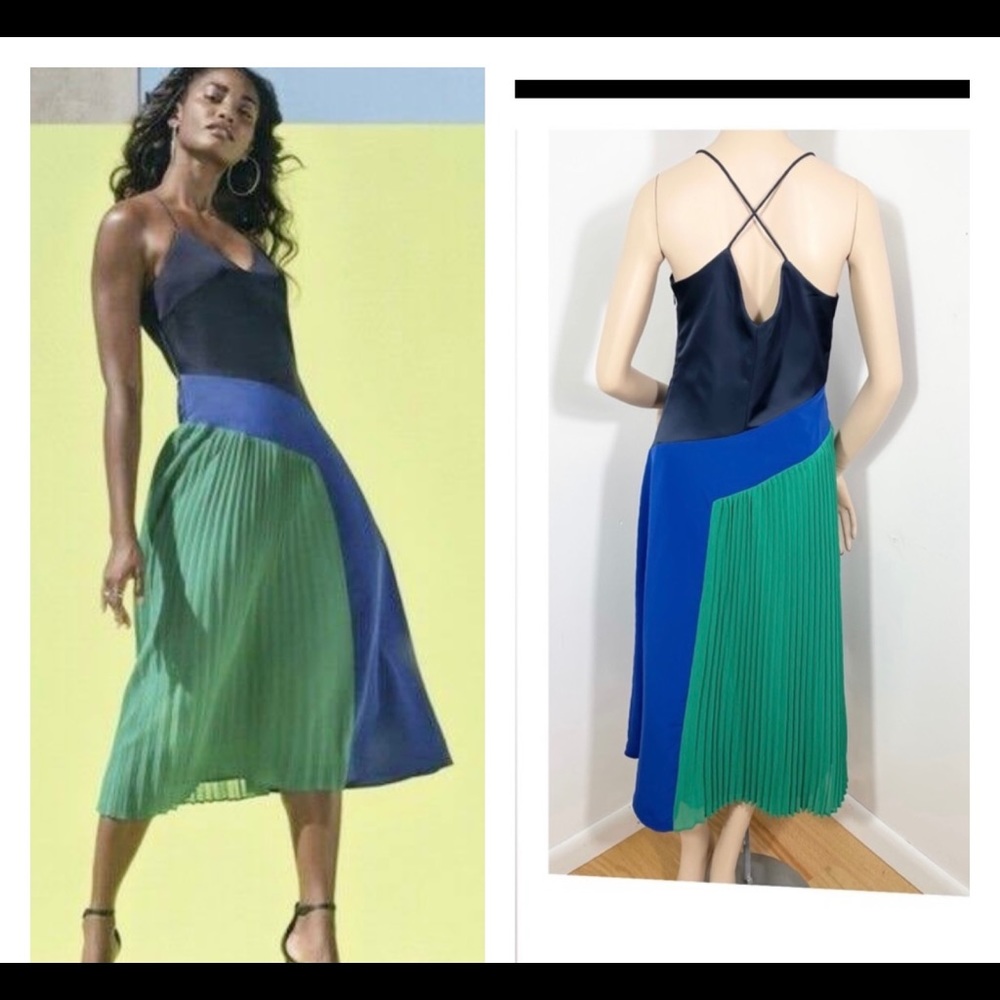 🍒Target Cushnie Pleated Dress Blue and Green